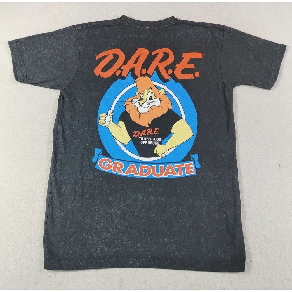 D.A.R.E. Graduate Shirt Mens Medium Black Daren The Lion Graphic Tee Tagless